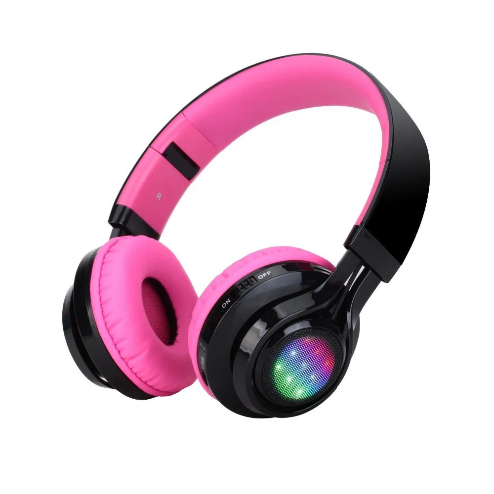 Disco LED Wireless Bluetooth Eearphones Flashing Lights Foldable