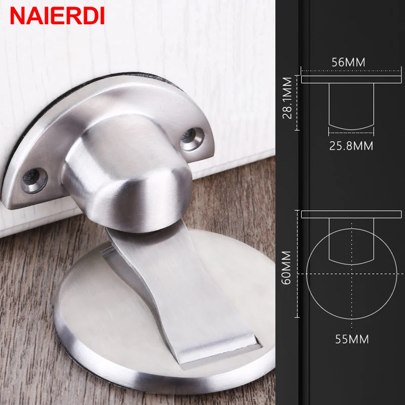 NAIERDI Magnetic Door Stopper 304 Stainless Steel Magnet Door Stops Holder Hidden Catch Floor Doorstop Toilet Furniture Hardware