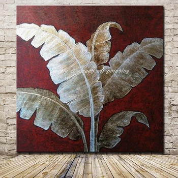 

Arthyx Hand Painted Banana Leaves Oil Paintings On Canvas Modern Abstract Art Wall Pictures For Living Room Home Wall Decoration