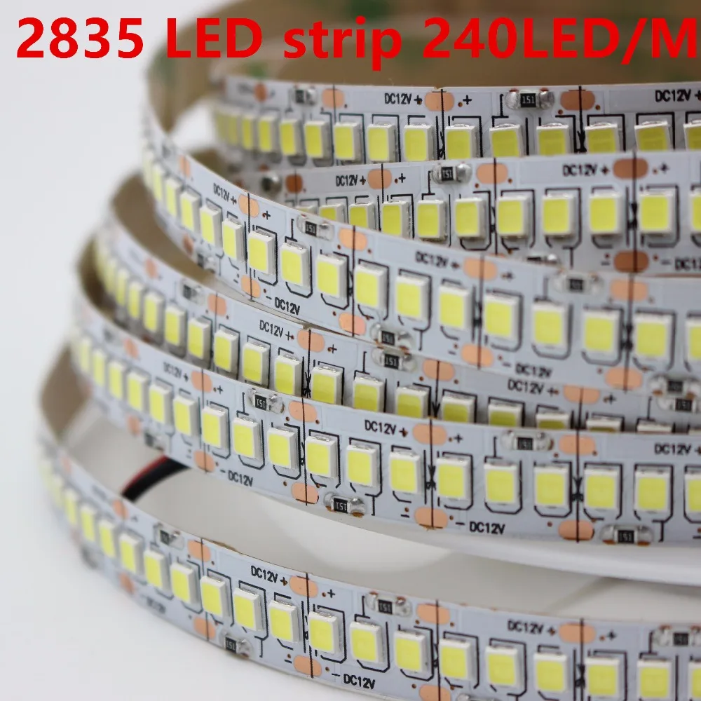 1 м 2 м 3 м 4 м 5 м/лот 10 мм PCB 2835 SMD 1200 Светодиодная лента DC12V ip20 не водонепроницаемый гибкий светильник 240 светодиодный s/m, белый теплый белый