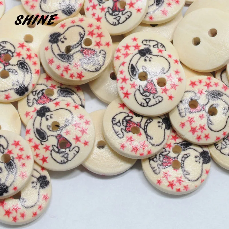 

SHINE Wooden Sewing Buttons Scrapbooking Round Two Holes Dog Pattern 15mm Dia. 24 PCs Costura Botones Decorate bottoni botoes