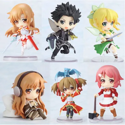 

6pcs/set Anime Sword Art Online Cute PVC Action Figure Toys