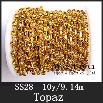 

More Shiny SS28 10 Yards Golden Base Topaz Clothing Accessories Sewing Strass Rhinestone Chain