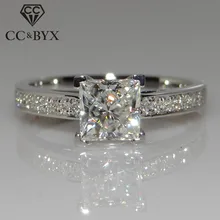 Cc jewelry anéis de prata, moda esterlina 925, joias para mulheres, design simples, quadrado, anel de noiva, noivado, bijoux cc631