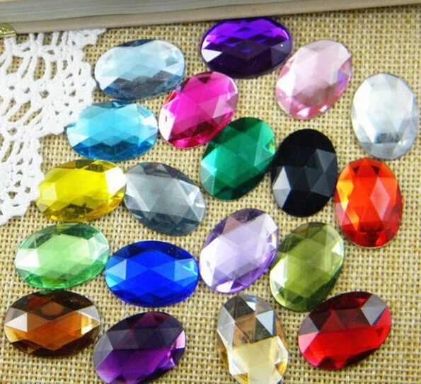 Goede 500 stks zak 13*18mm Flat Terug Ovale Vorm Acryl Steentjes, Acryl Plastic 3D Nail Art Kledingstuk sieraden Strass