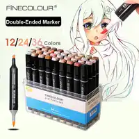 Finecolour Skin Hair Colors Art Soft Marker Brush Sketch Manga Pen Dual Tip Set Portrait 12/24/36 Permanent Alcohol Based Marker
