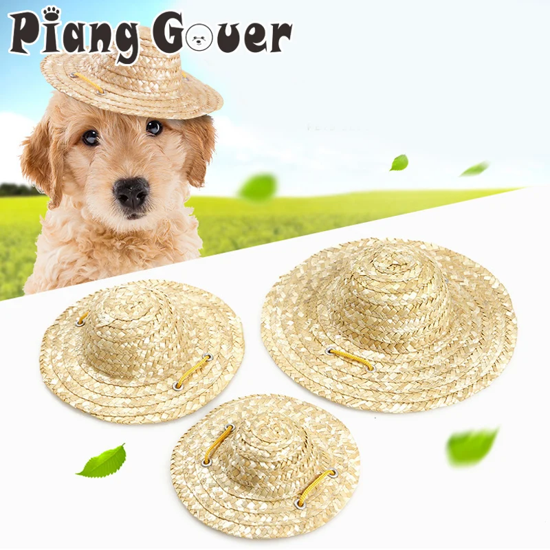 

Vintage Farmer Summer Dog Straw Hat Dogs Accessories Outdoor Pet Hat