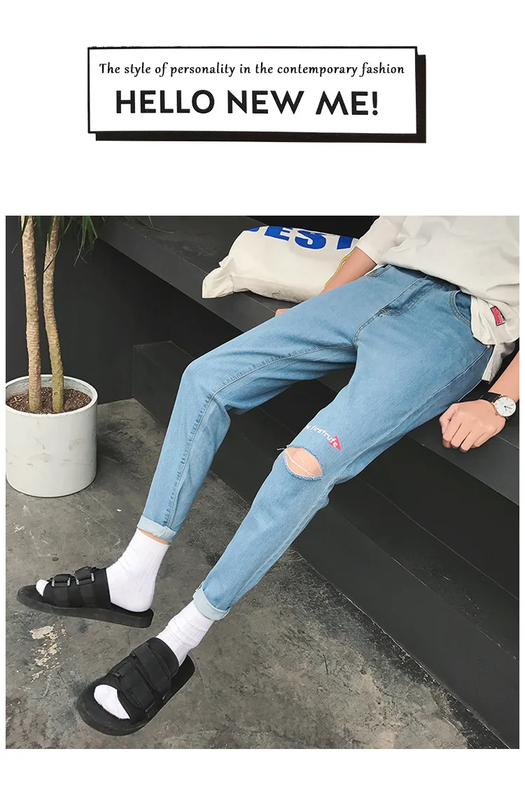 Мужские джинсы классические эластичные в стиле хип-хоп на молнии и кнопках 2019 летние мужские рваные прямые джинсы больших размеров