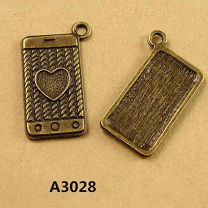 25*14MM DIY retro small mobile phone charms jewelry wholesale ZAKKA