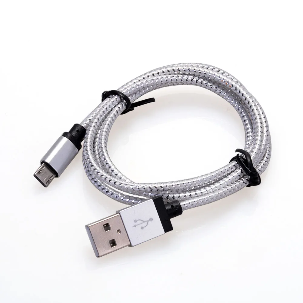 Олаф микро USB кабель 1 м 2 м 3 м 2A нейлон быстрое зарядное устройство USB кабель для передачи данных для samsung Xiaomi LG Android мобильный телефон usb кабель для зарядки - Цвет: Silver