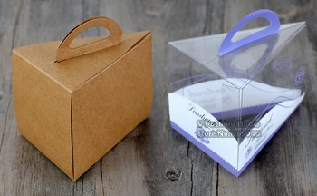 

Brown and PVC Triangular Cake box Mousse Cheese Cut Portablet box Cookies, cranberry biscuits, baked packaging 100 pieces/lot