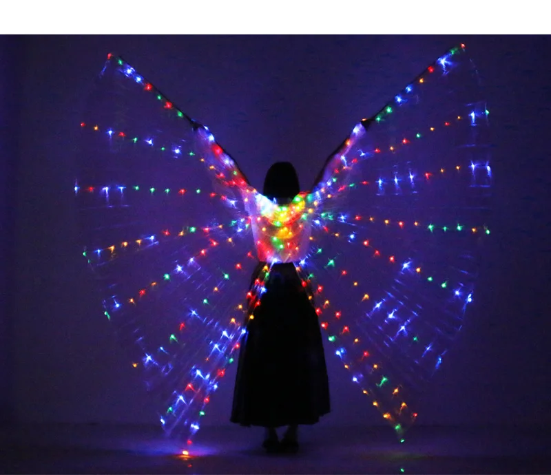 Танец живота светодиодный крылья реквизит 360 градусов светодиодный сияющие крылья девушки танец Крылья Ангела открытия реквизит танцора крылья с палочками