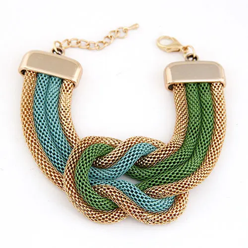 Хит, колье, ожерелья для женщин, воротник, многослойная цепочка, винтажные, короткие, крученые ожерелья и подвески, браслет, бижутерия - Окраска металла: bracelet green