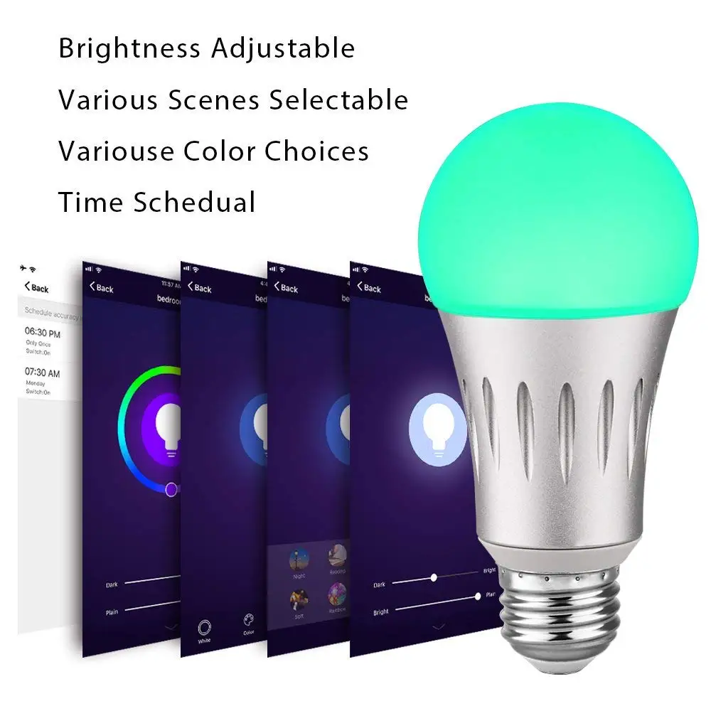 Wifi Smart Light светодиодные лампы 7 Вт 60 E27 600 лм эквивалент затемнения теплый белый