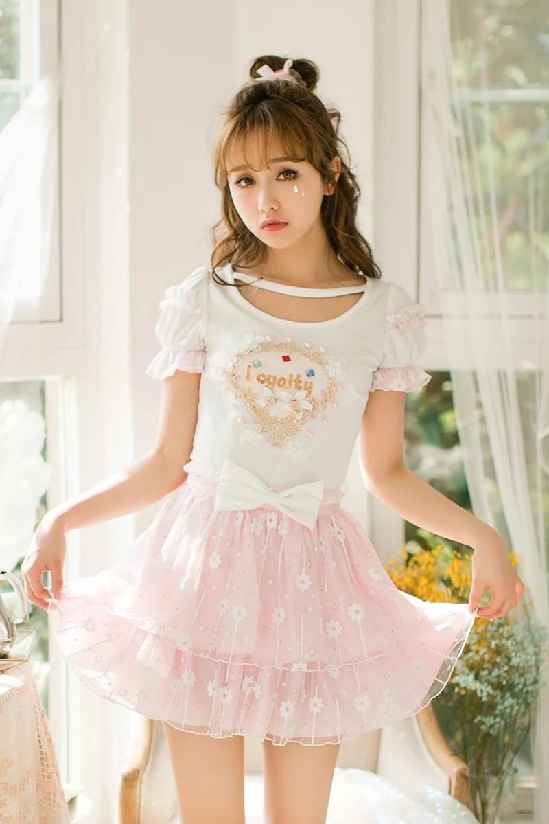 

Princess sweet lolita Candy Rain short sleeved O-neck Princess Dress Knit slim dress C22AB7087