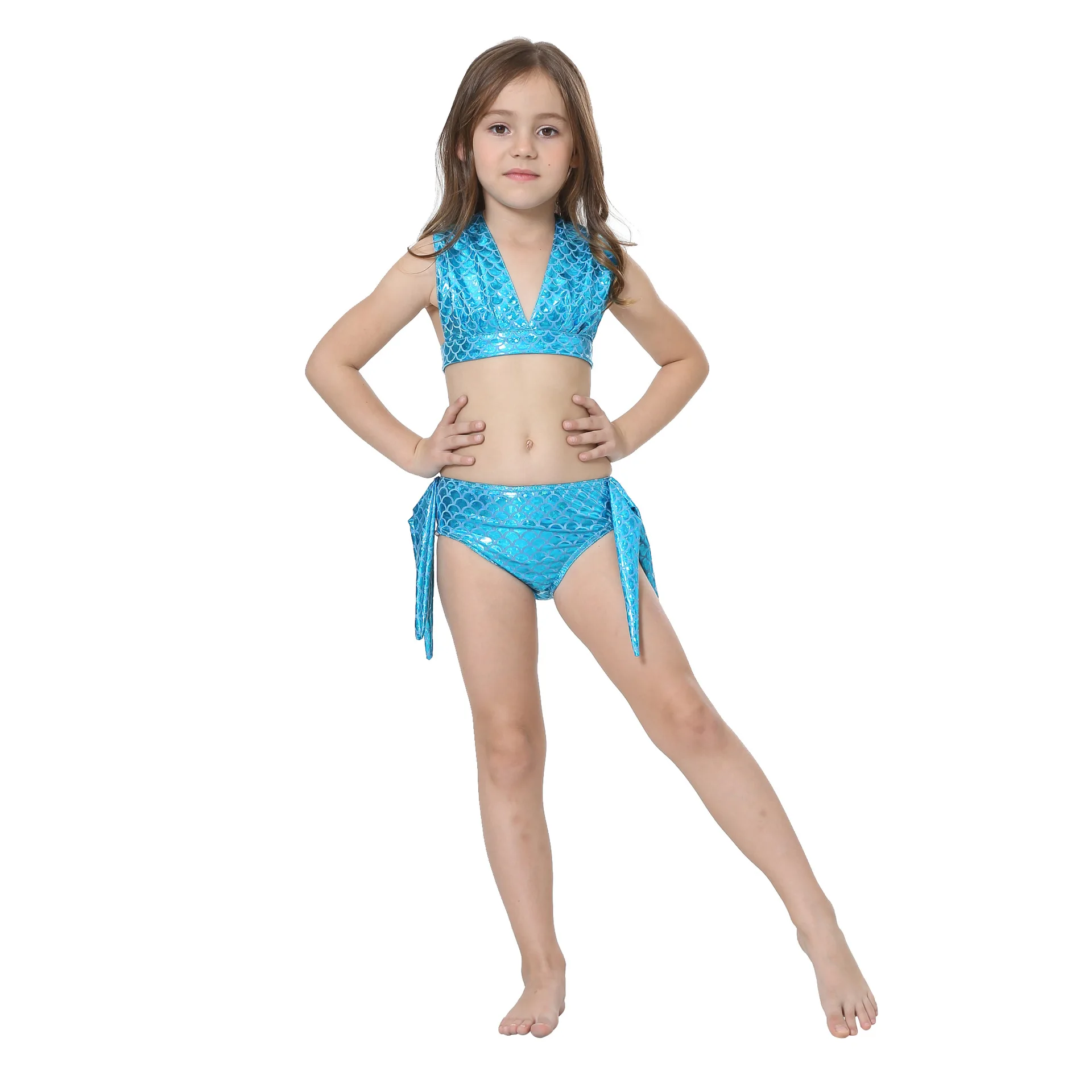 Детский купальный костюм-бикини с хвостом русалки из 3 предметов для девочек нарядная одежда для купания маскарадные костюмы, детский купальный костюм, комплект одежды без флиппера