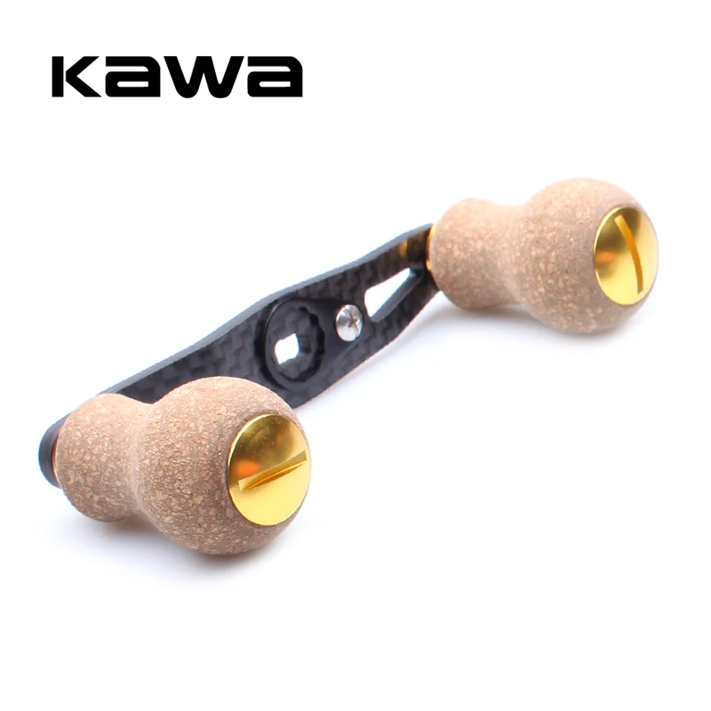 KAWA новая Рыболовная катушка ручка из углеродного волокна для Shimano Daiwa Abu baitcasing с пробковой ручкой размер отверстия 7*4/8*5 мм Длина 90 мм - Цвет: Gold 7x4mm