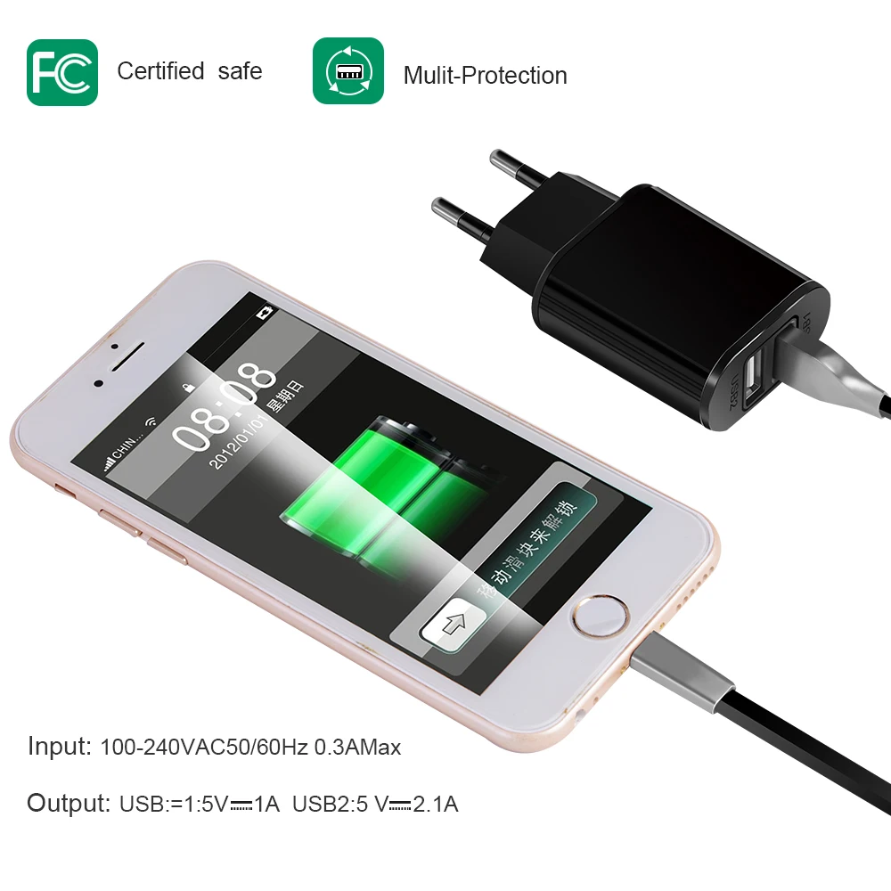 USB зарядное устройство для путешествий 5V2A настенный адаптер зарядное устройство для мобильного телефона Зарядка для iPhone7 Xiaomi samsung huawei и плет...