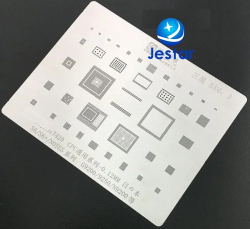 

2pcs for samsung S6/S6+/NOTE5 ic chip BGA Stencil BGA Direct Heating Template 0.12mm Thickness, good quality not easily deformed