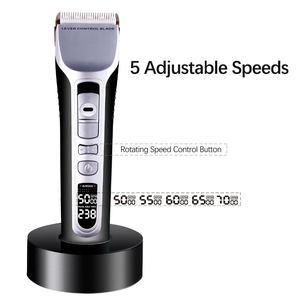 Barber Electric Hair Clipper Rechargeable Hair Trimmer Titanium Ceramic Blade LCD Display Universal voltage 100-240V Clipper (9)