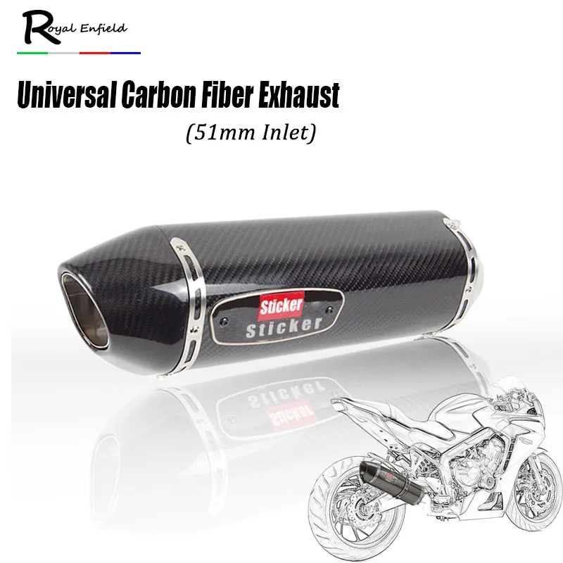 51mm Escape Universal de motocicleta R77 silenciador de fibra de carbono Escape Moto Racing para cbr650 1000 cb650f gsxr600 750 MT09