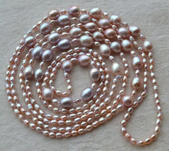 

Natural Lavender Pearls Necklace,3-7mm Real Freshwater Pearl Necklace,60 inches Long Pearl Jewellery,New Free Shipping
