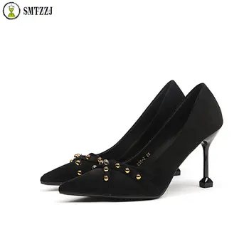 

SMTZZJ New Elegant Thin Heels Women Pumps Best Quality Fashion Sexy High Heels 9cm 6cm Shoes Woman Wedding Party Club Shoes