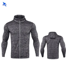 Весна длинный рукав мужская куртка для бега фитнес дышащий свитшот на молнии с капюшоном Slim Fit пуловер толстовки Спортивная одежда для тренажерного зала
