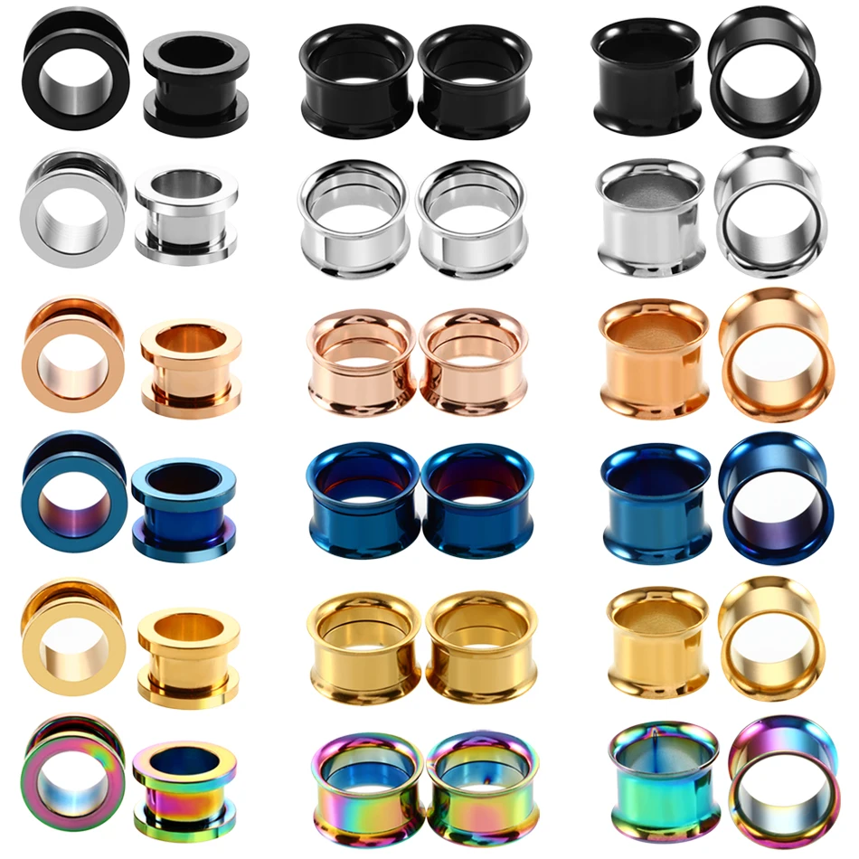 12pcs/lot Steel Ear Plug Piercings Ear Plugs and Tunnels Ear Stretchers