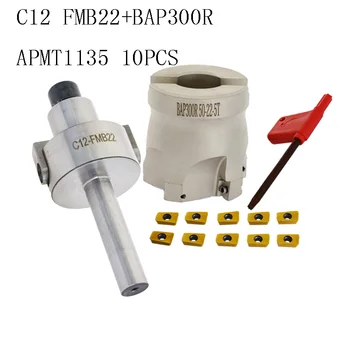

1set C12 FMB22 Shank + BAP300R 50 22 Indexable Face Mill Cutter 5 Flutes Endmill Right Angle Shoulder for APMT1135 Inserts