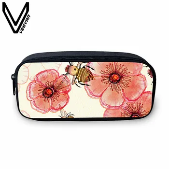 

VEEVANV Women Wallet Pretty Flowers Printing Pencil Case Teenagers Girl School Purse Children Storage Box Casual Makeup Case New