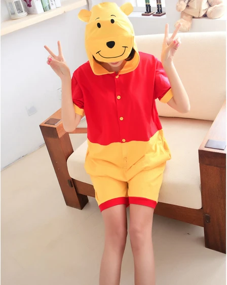 Anime Cute Bear Summer Adults Unisex Onesie for Women Men All In One 100% Cotton Cos Hooded Pajamas Pyjama Sleepwear Anime Cute Bear Summer Adults Unisex Onesie for Women Men All In One 100% Cotton Cos Hooded Pajamas Pyjama Sleepwear