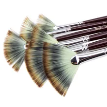 6Pcs Fan shaped Nylon Hair Gouache Watercolor Paint Brush Set for School Painting Drawing Painting Brush Art Supplies