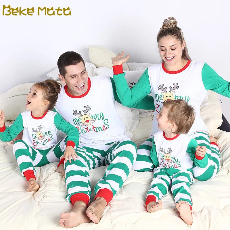 BEKE MATA/Семейные рождественские пижамы Зима 2018 одежда для пап и сыновей комплект с