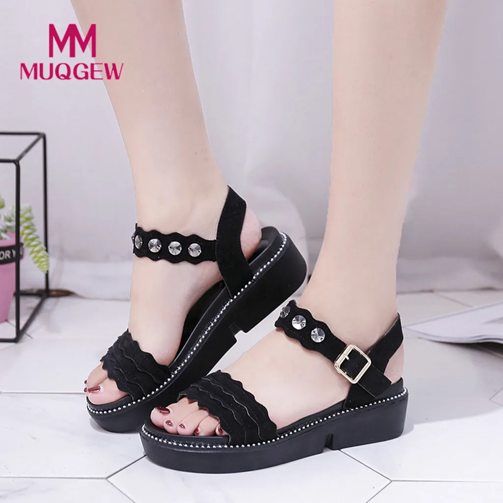 

Summer Women's Open Toe Shoes Rhinestone Flat Sandals Fish Mouth Beach Sandals