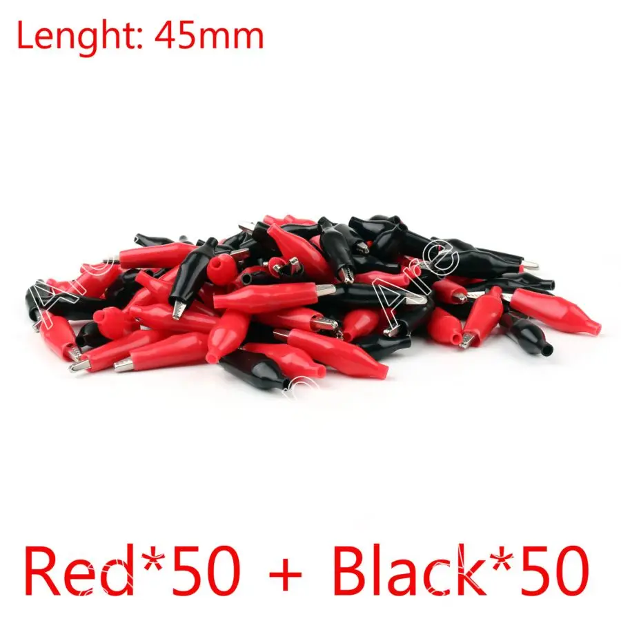 

Areyourshop Sale 100PCS 45mm Alligator Lead Test Clip For Electrical Jumper Wire Cable Red Black Crocodile Clip