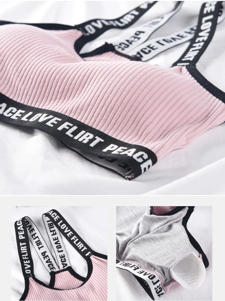 Letter Sport Bra Tops Cotton Underwear Breathable Sportswear for Women Gym Wear Fitness Running Yoga Push Up Sports Bra Top