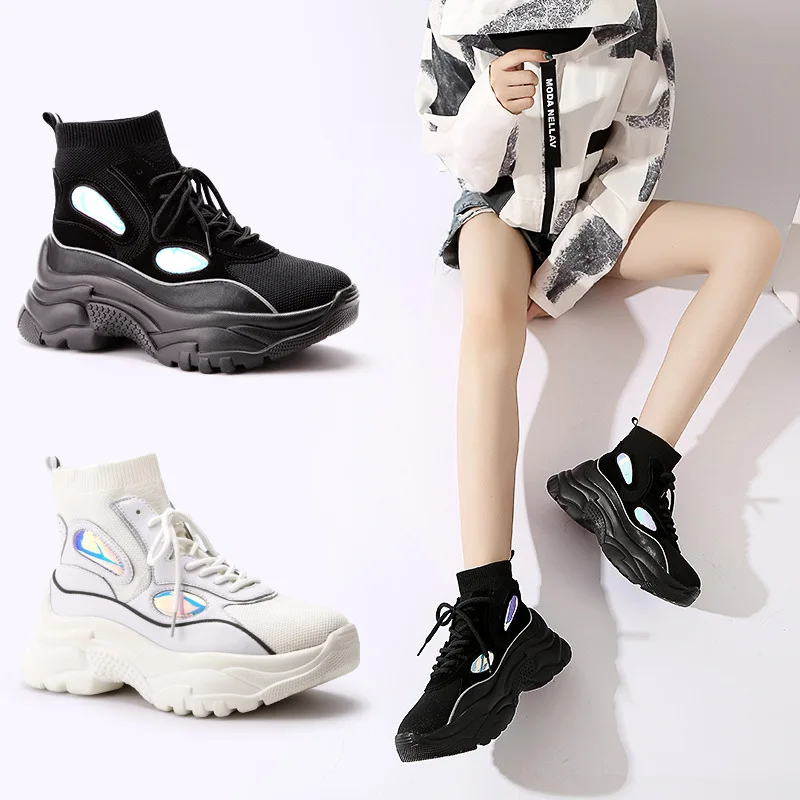 

Harajuku Women casual high top sneakers sock boots autumn summer woman students walking shoes zapatos de mujer Tenis Feminino
