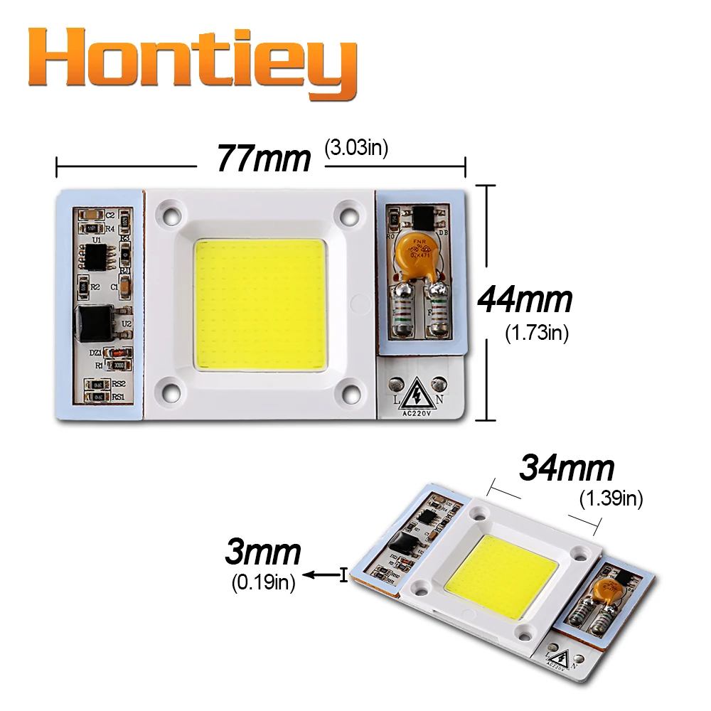 Hontiey 50 Вт белый светодио дный свет светодиодный чип 6000 К 6500 к Hight power Grwoth COB полный