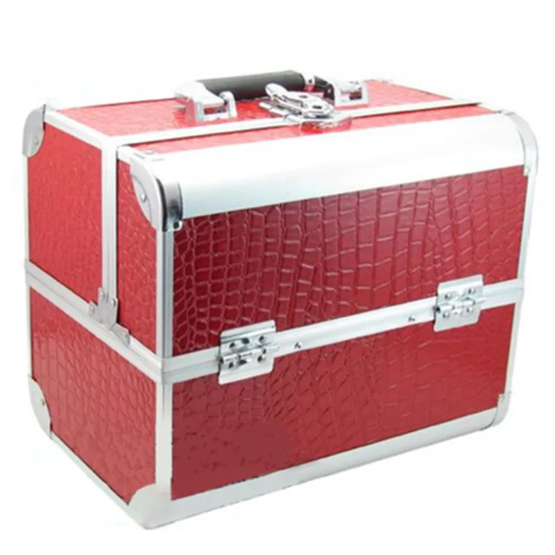 

Travel bag Leisure suitcase High Grade Aluminum Makeup Cases Crocodile Grain PU Leather Toolbox Box Cosmetic Case Storage Bags