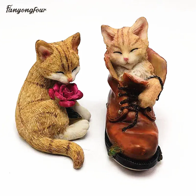 Новинка! Силиконовая форма 3D кожаные туфли милая кошка сделай сам шоколадная
