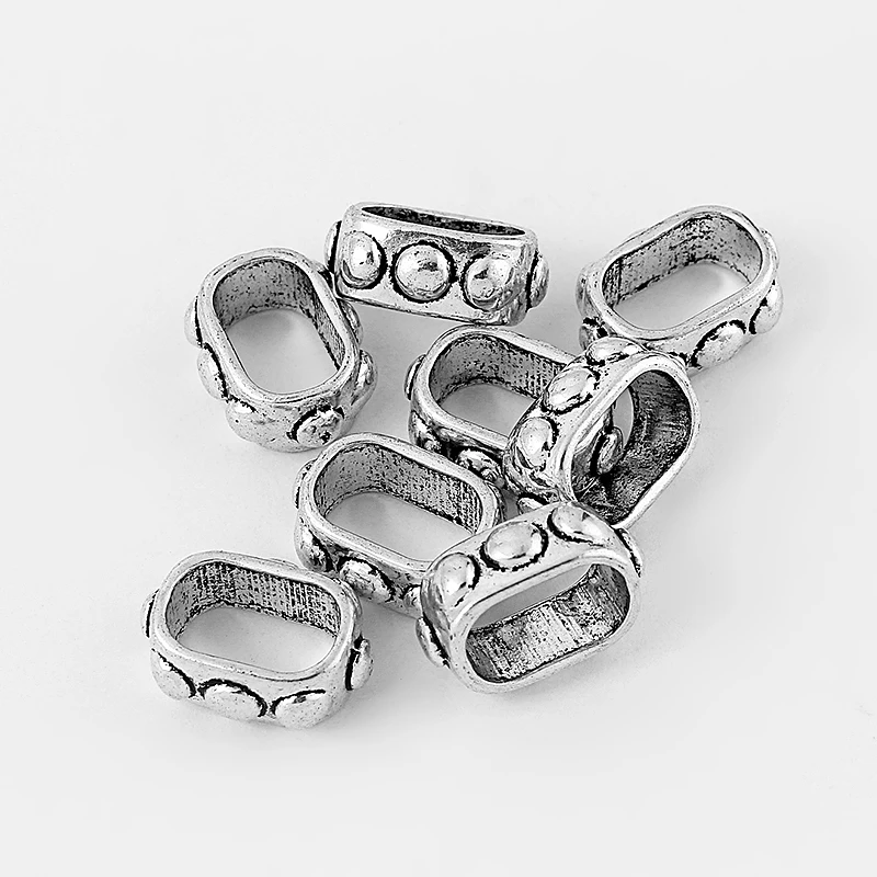 20Pcs 10.5x6.5mm Dotted Slider Spacer Beads Findings For Licorice Leather Cord Jewelry Findings