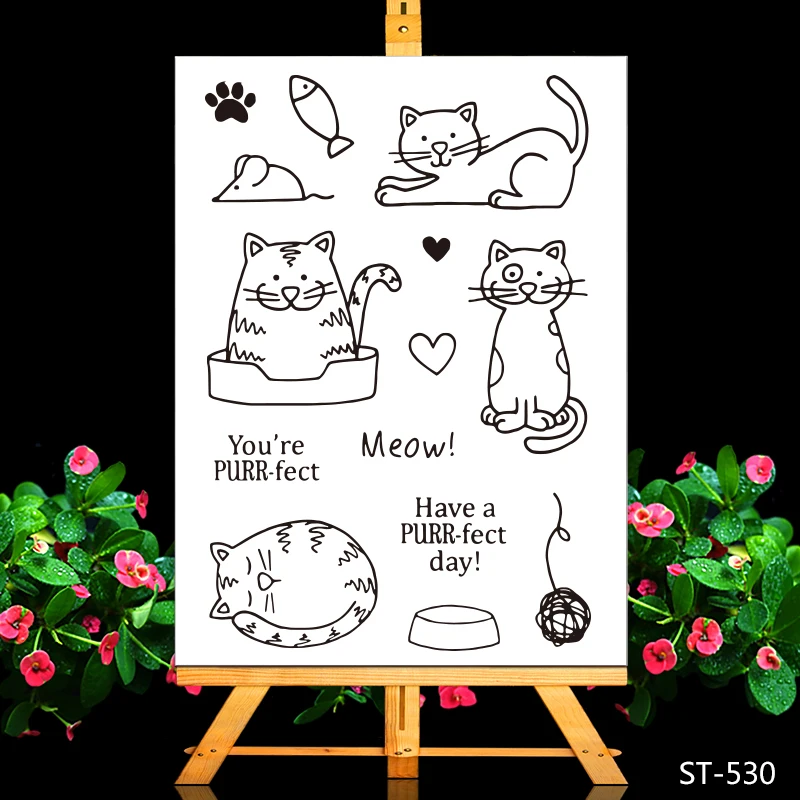 

Lovely Mouse Cats Transparent Clear Silicone Stamp/Seal for DIY Scrapbooking/photo Album Decorative Clear Stamp Sheets