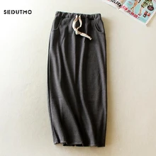 SEDUTMO Осенняя юбка-карандаш Женская миди-юбка с высокой талией Весенняя Повседневная винтажная Сексуальная черная юбка ED062