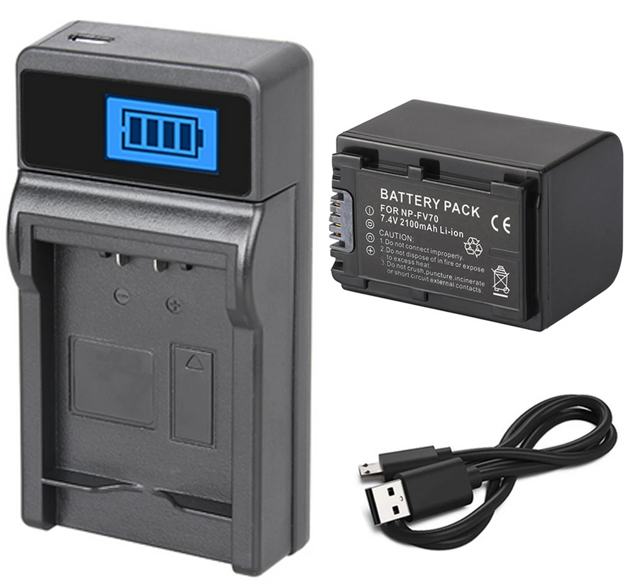 Батарея упаковке с открытыми порами+ ЖК-дисплей USB Зарядное устройство для sony NP-FV30, NP-FV50, NP-FV50A, NP-FV70, NP-FV70A, NP-FV100, NP-FV100A InfoLithium V серии - Color: Battery and ChargerC