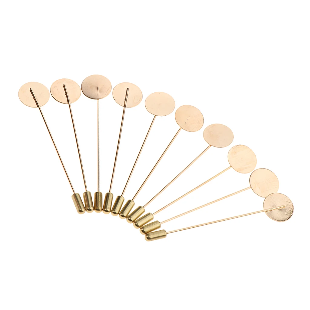 Phenovo 10 Pieces Lapel Stick Pin Tie Hat Scarf Badge Brooch with Tray Pad DIY Craft for Party Wedding Fancy Dress 7.5cm