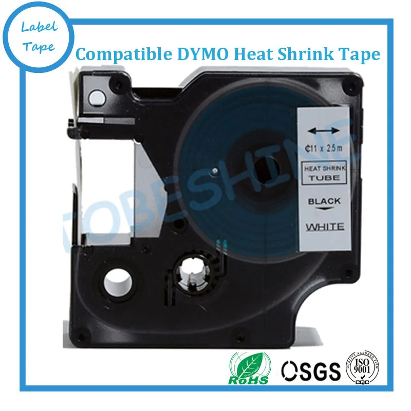 19Mm Nero Su Bianco Dymo Tubo Termoretraibile Per Stampante Di Etichette Dymo Rhino
