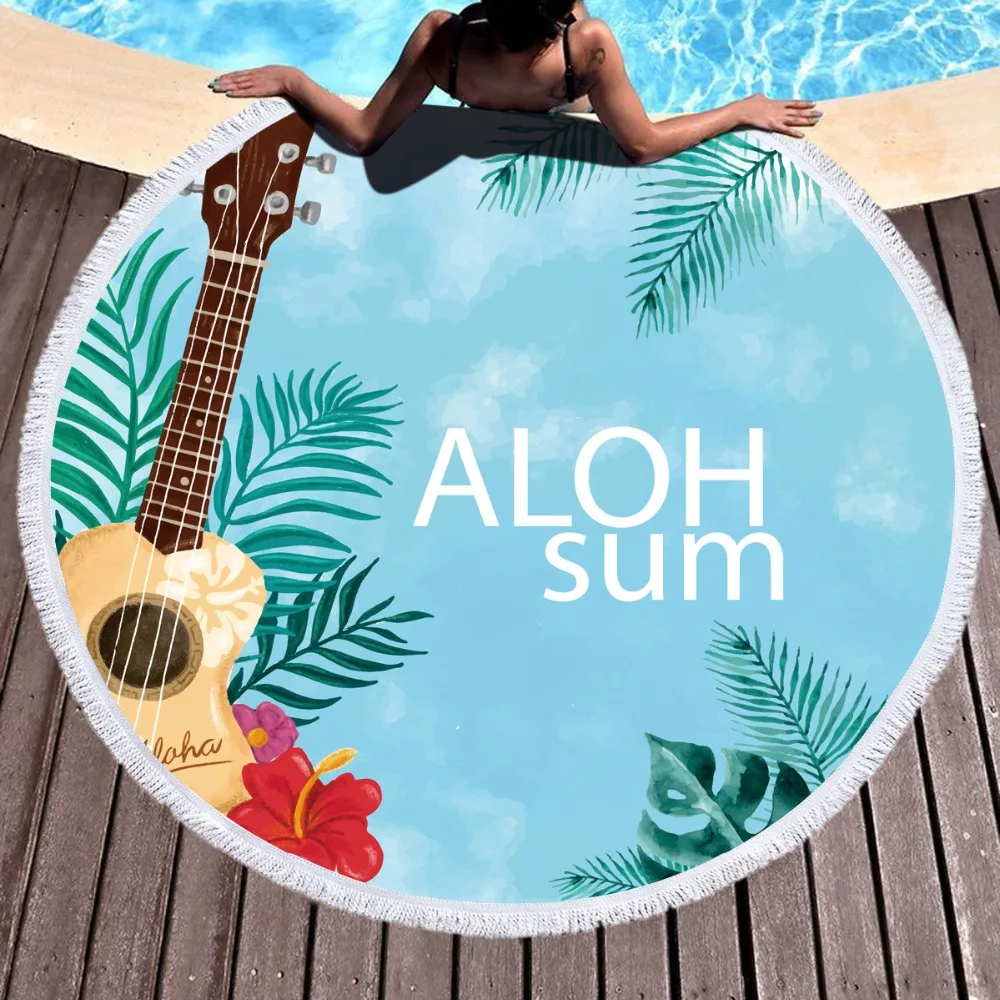 

Summer Beach Towel Printed Round Blanket Yoga Mat Textile Tippet Sun Shawl Wrap Serviette De Plage Skirt for Swimming Sunbathe