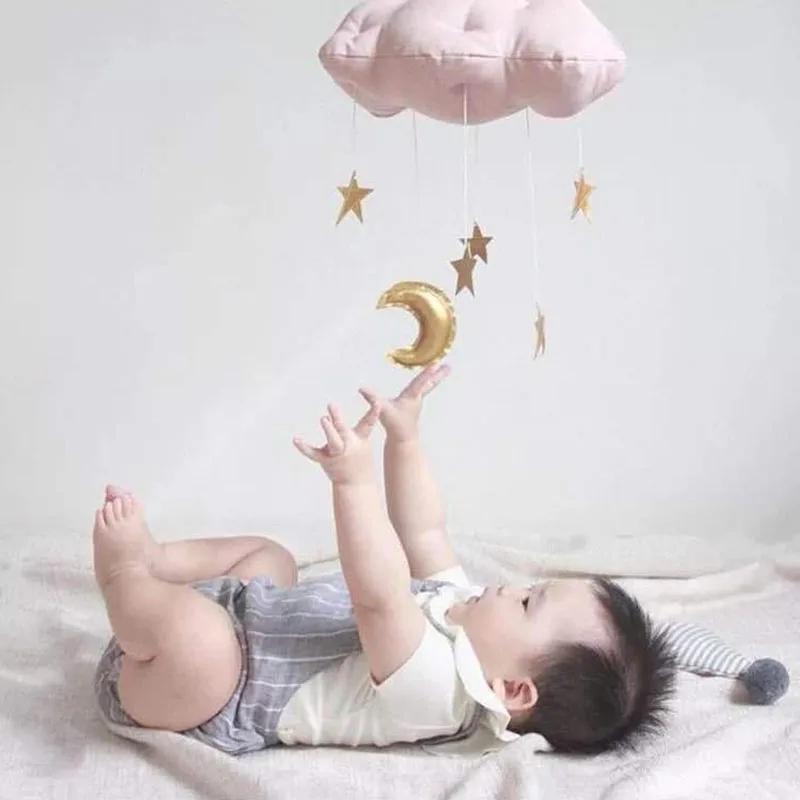 Baby Kids Bedding Rattles Hanging Ornament Bedroom Crib Wall Decor Clouds Golden Moon Stars Style Photo Props Toy