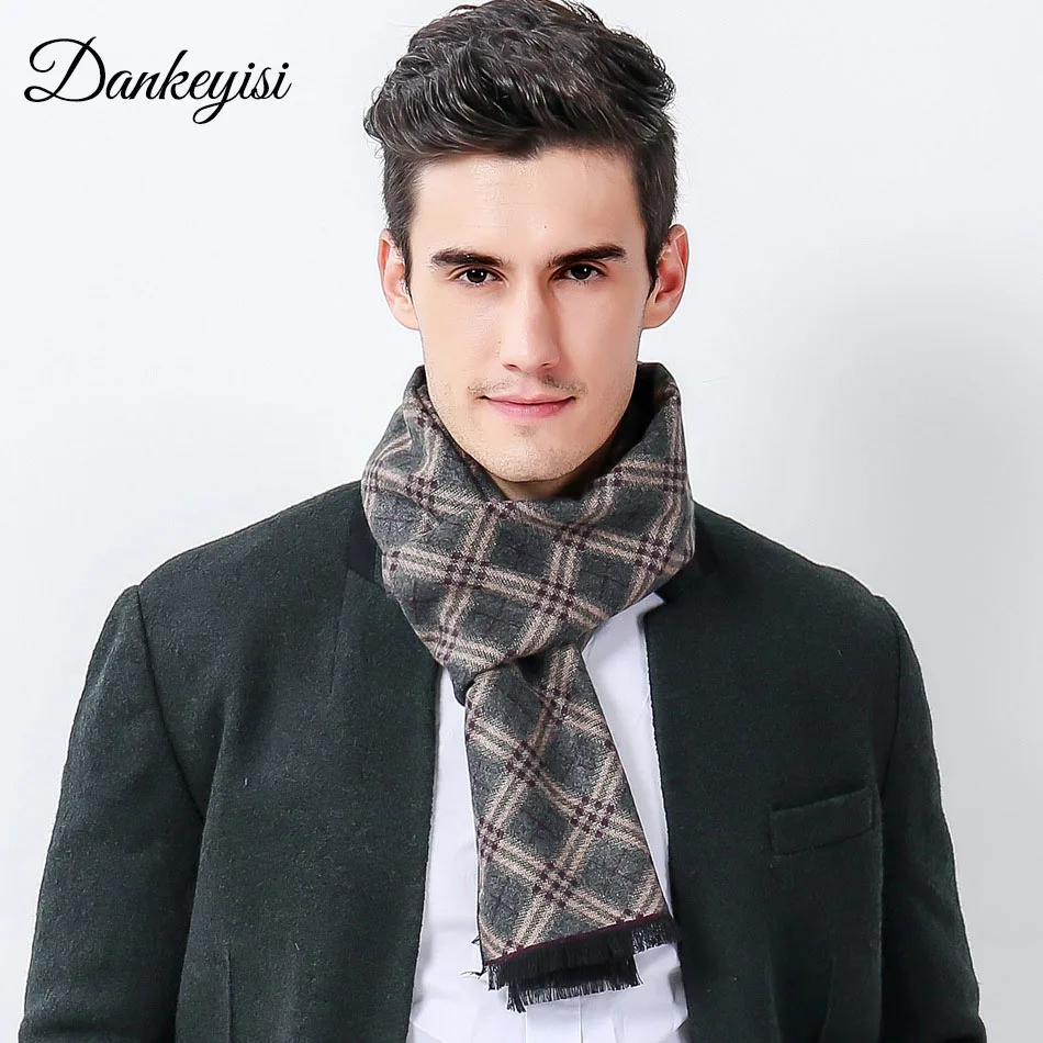 DANKEYISI Autumn Casual Long Scarf Men British Plaid Scarf Male Bandana